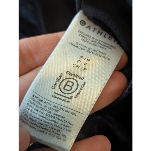 Athleta Elation Black Velvet Tights Soft Stretchy Yoga Leggings Whimsigoth Sz S - Picture 8 of 11